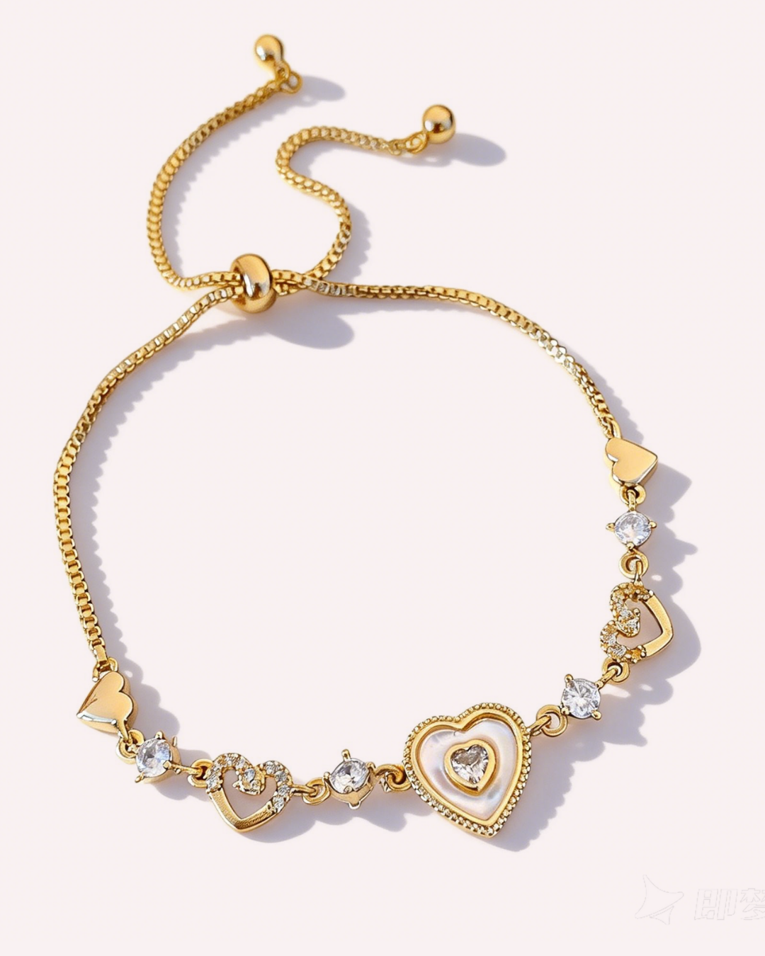 Gold Heart Slider Bracelet
