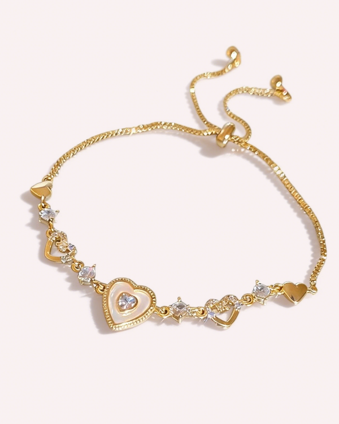 Gold Heart Slider Bracelet