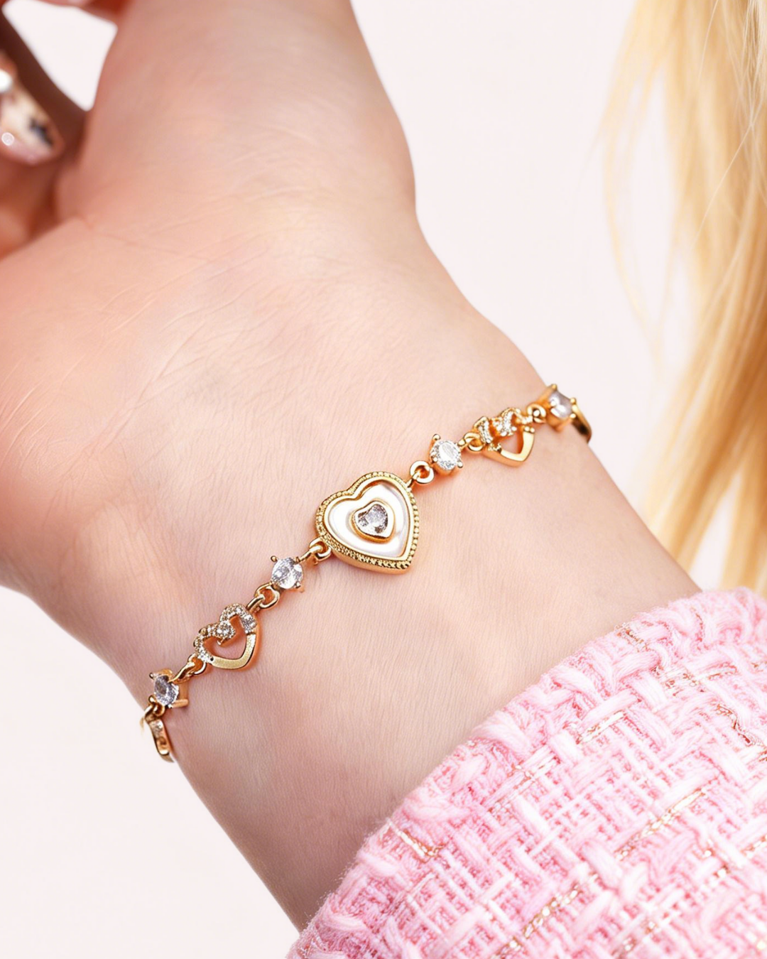 Gold Heart Slider Bracelet