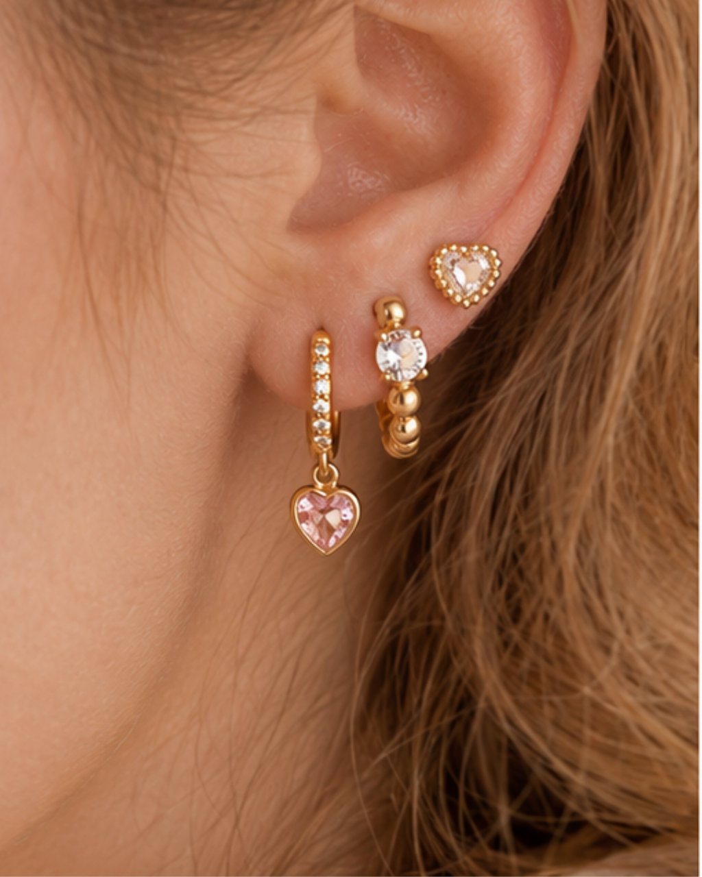 Poppy Heart Earrings Set