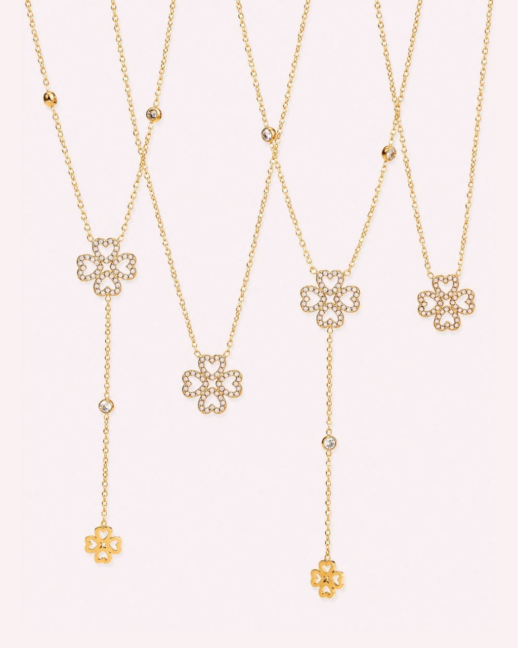 Crystal Clover Tassel Necklace