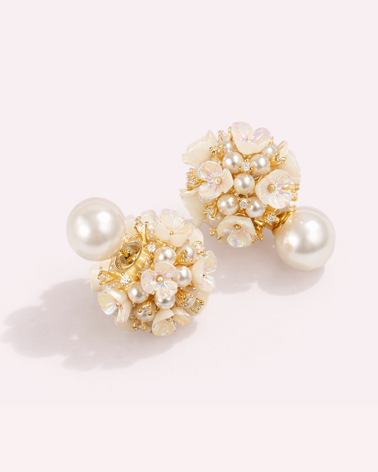 Fairy Flower Ball Pearl Earrings