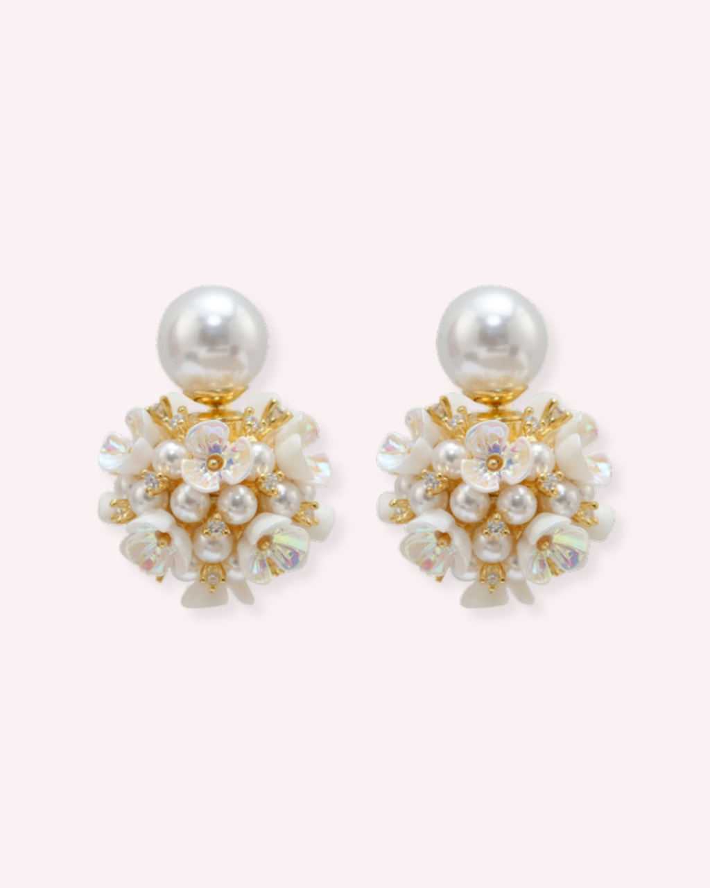 Fairy Flower Ball Pearl Earrings