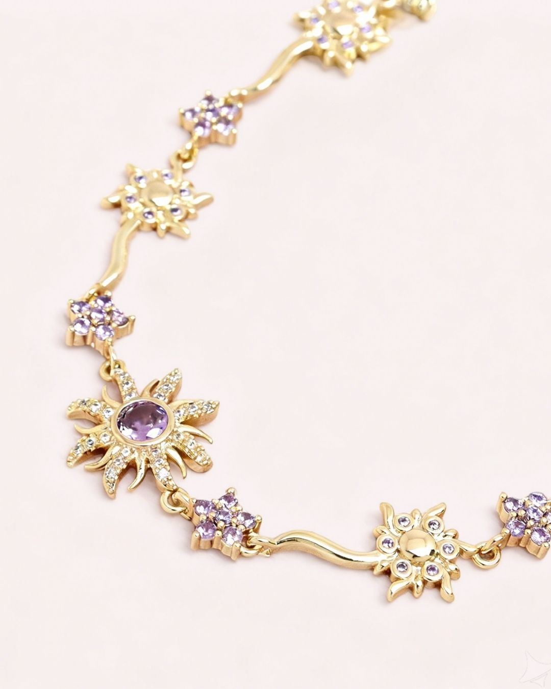 Rapunzel sunflower Bracelet – Gold & Purple Crystals