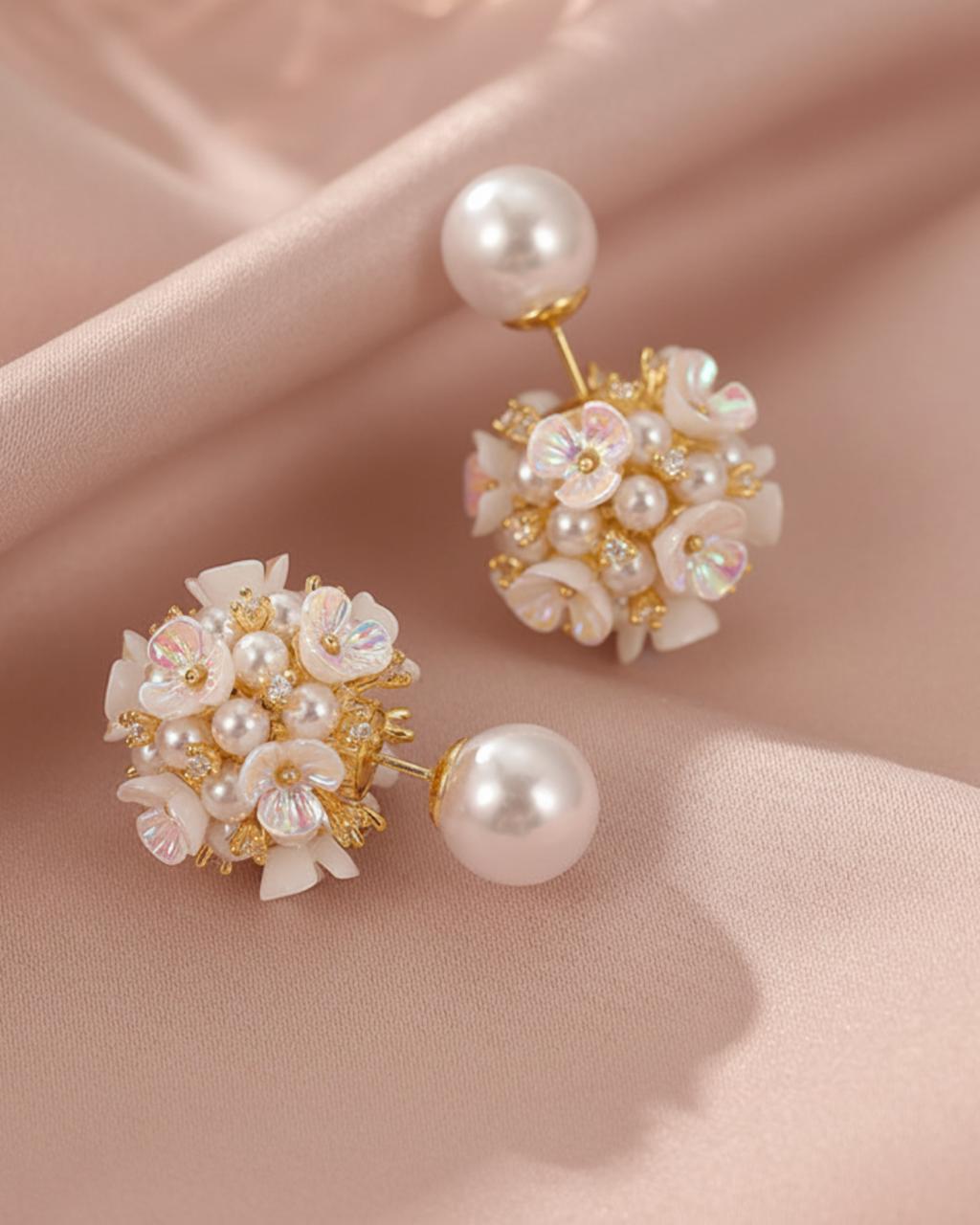 Fairy Flower Ball Pearl Earrings