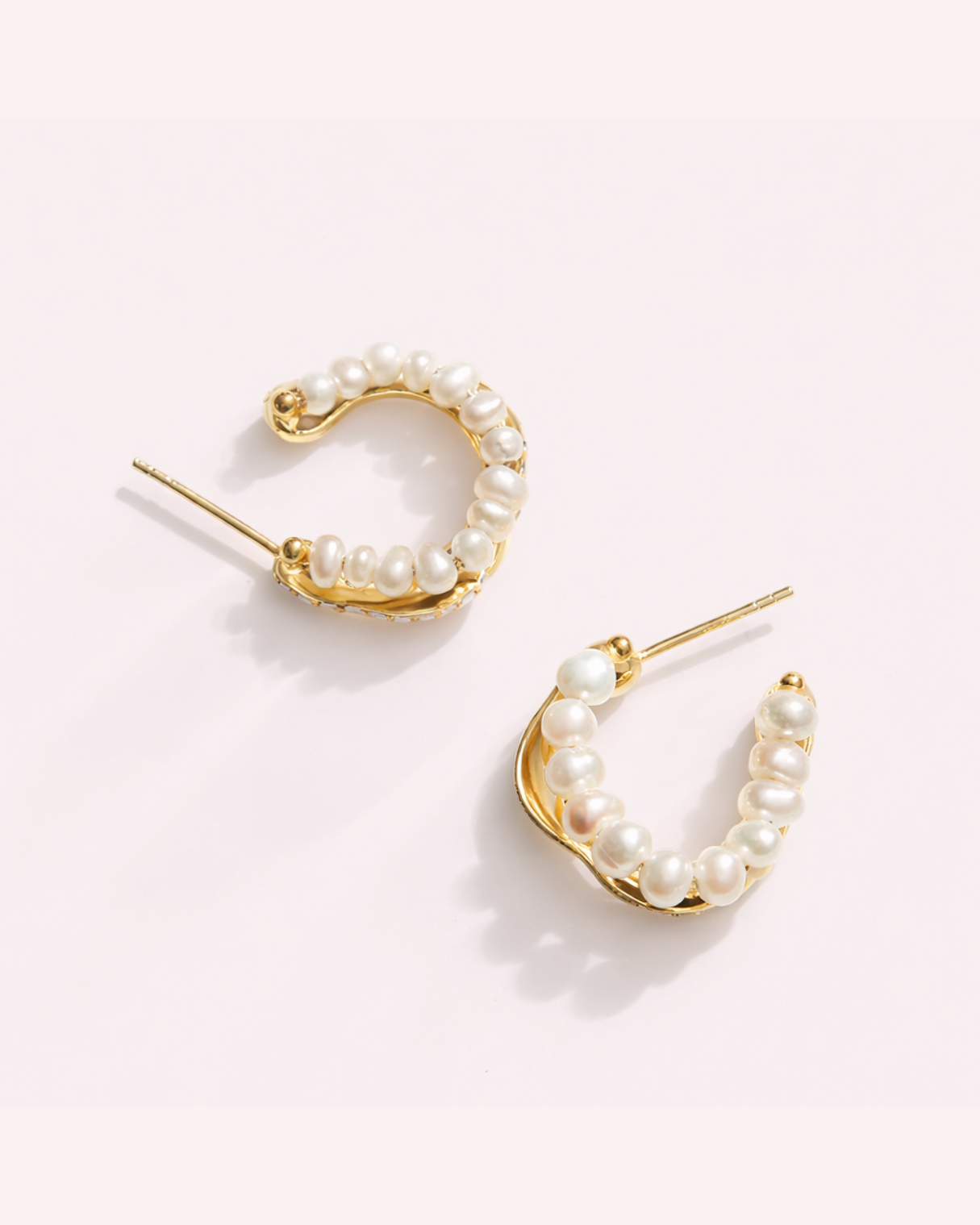 Pearl & Gold Accent Hoop Earrings