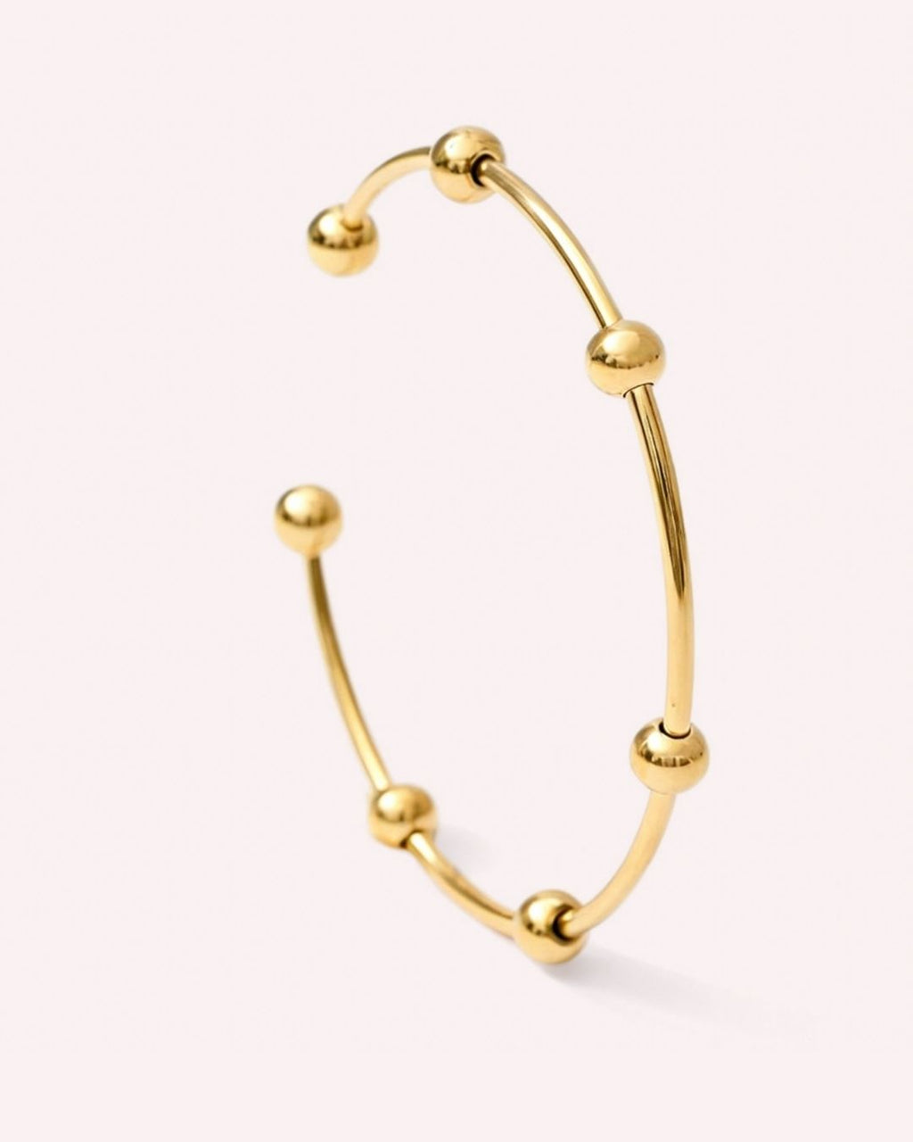 Minimal Gold Bead Open Bangle Bracelet