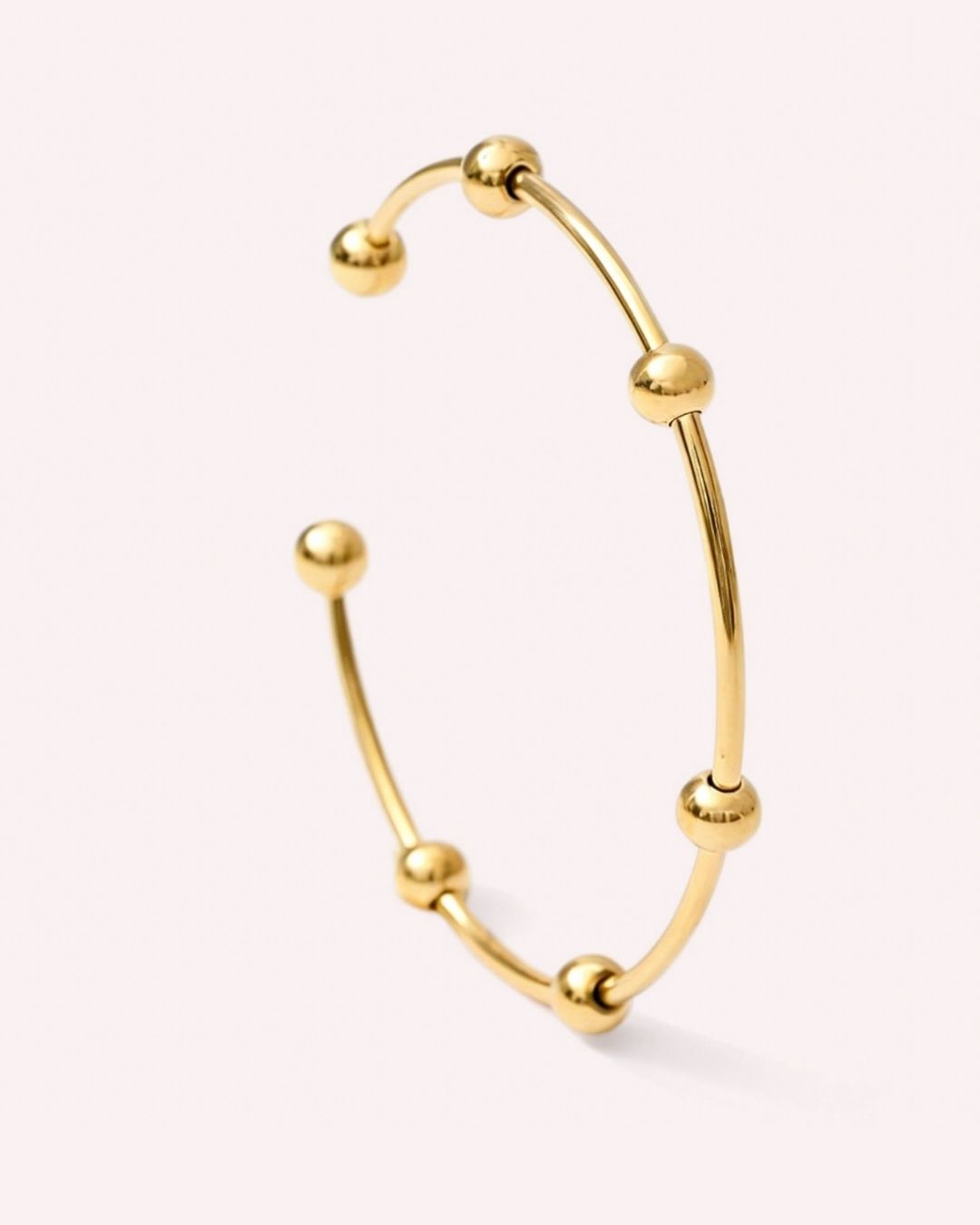 Minimal Gold Bead Open Bangle Bracelet