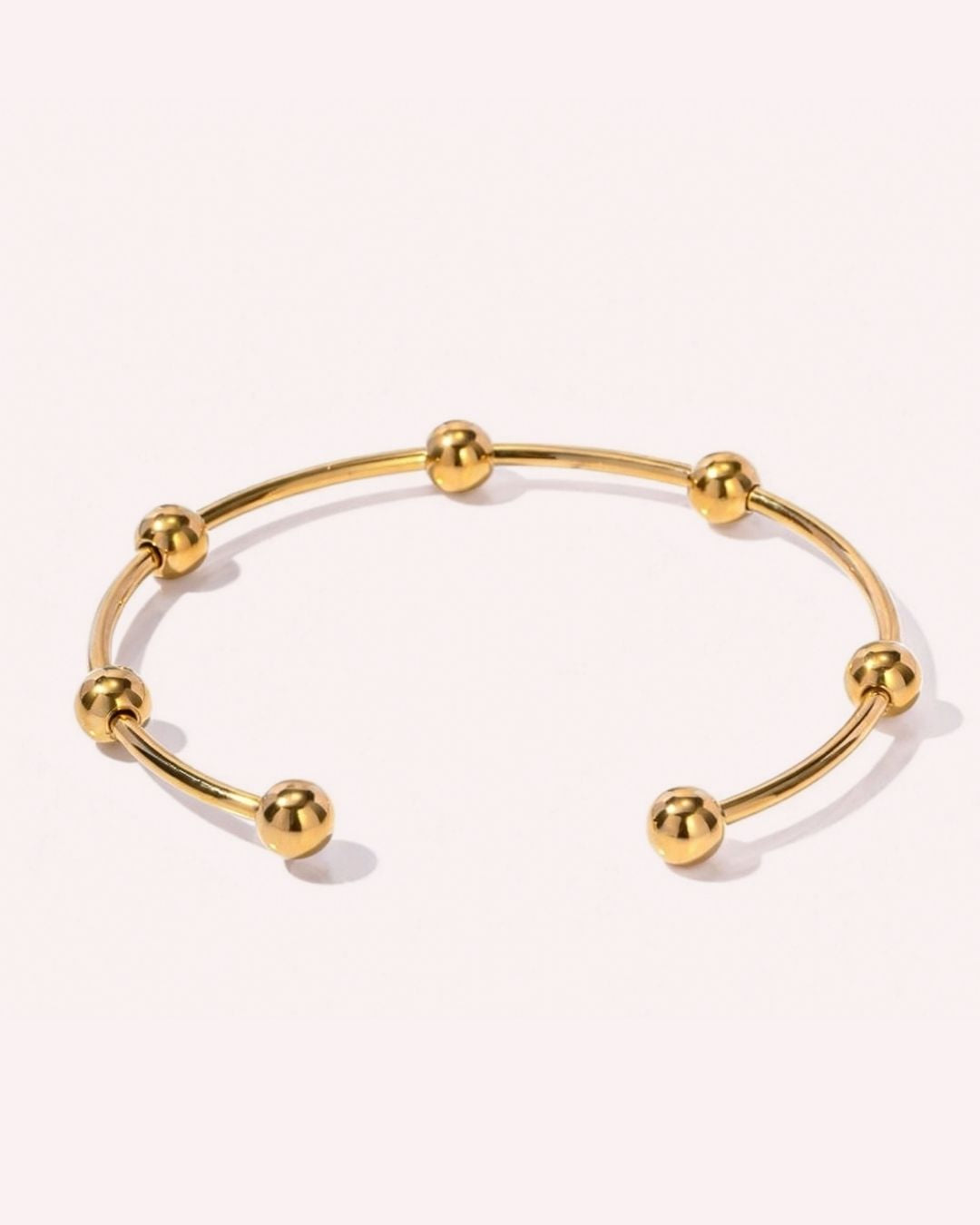 Minimal Gold Bead Open Bangle Bracelet