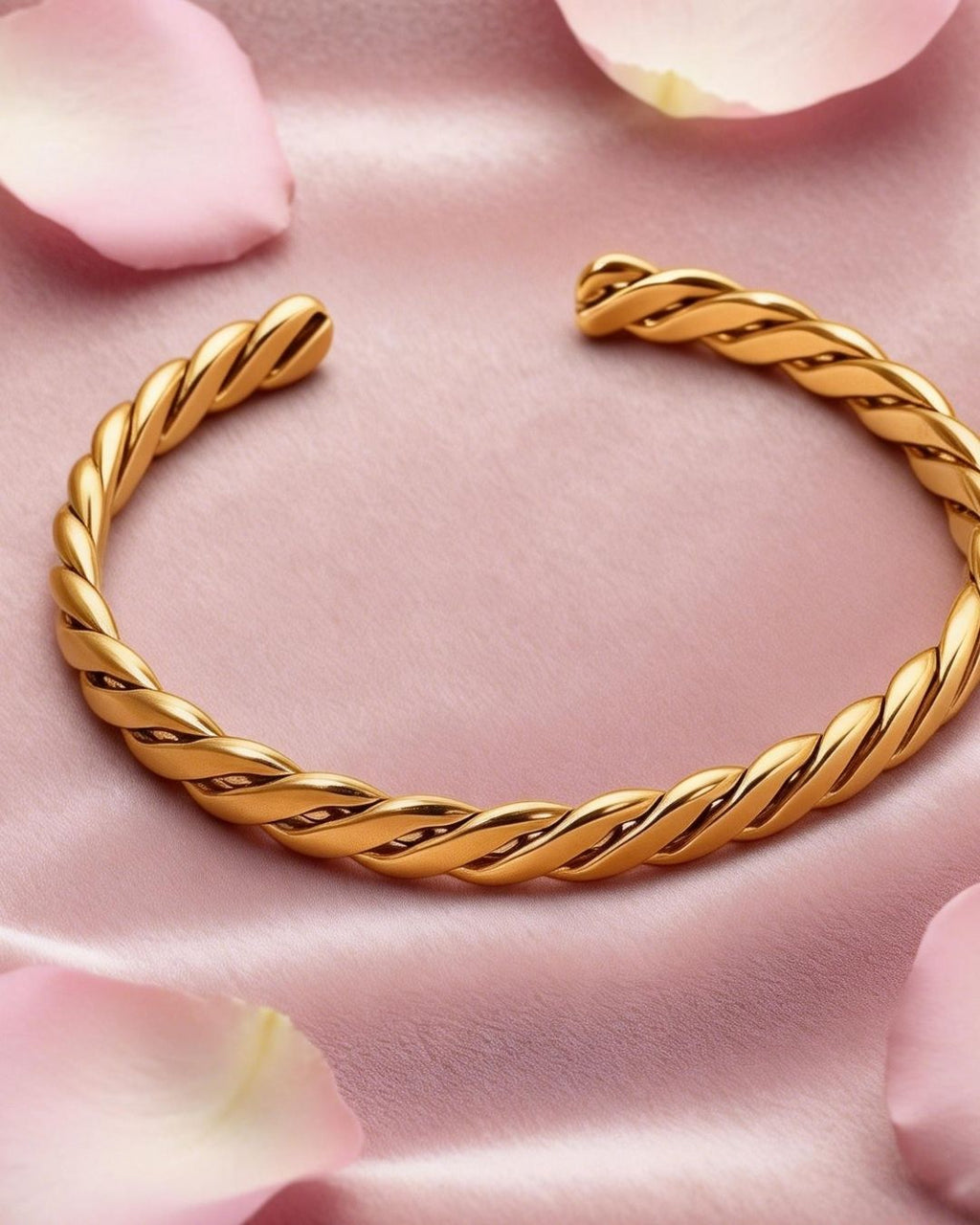 Braided Gold Open Bangle