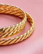 Braided Gold Open Bangle