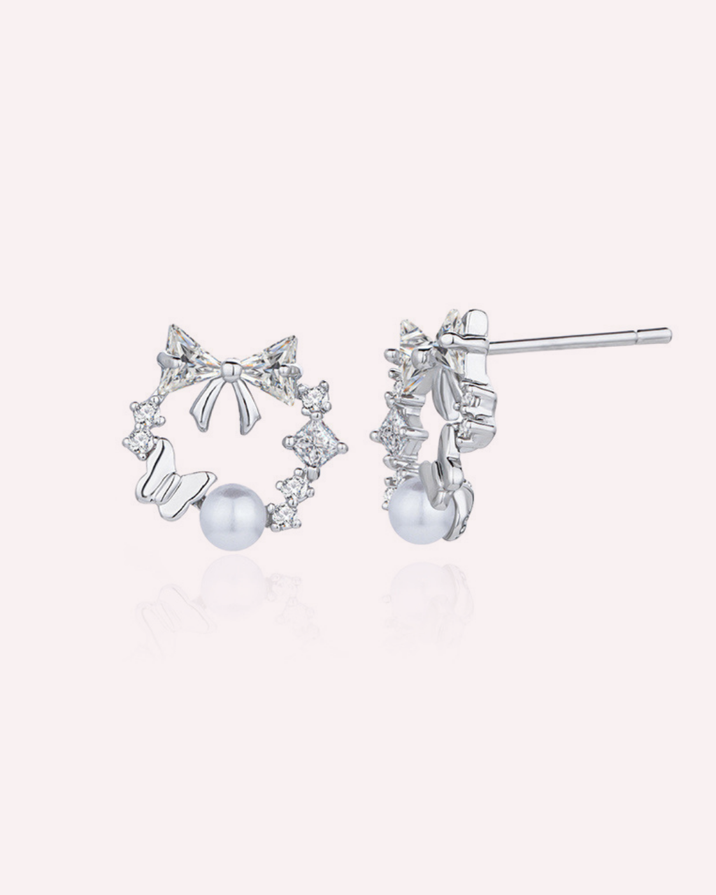 Fairly Butterfly & Pearl Wreath Studs