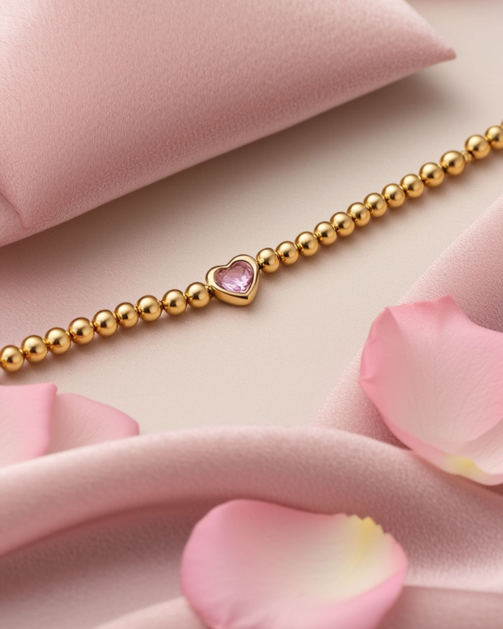 Gold Heart Beaded Bracelet