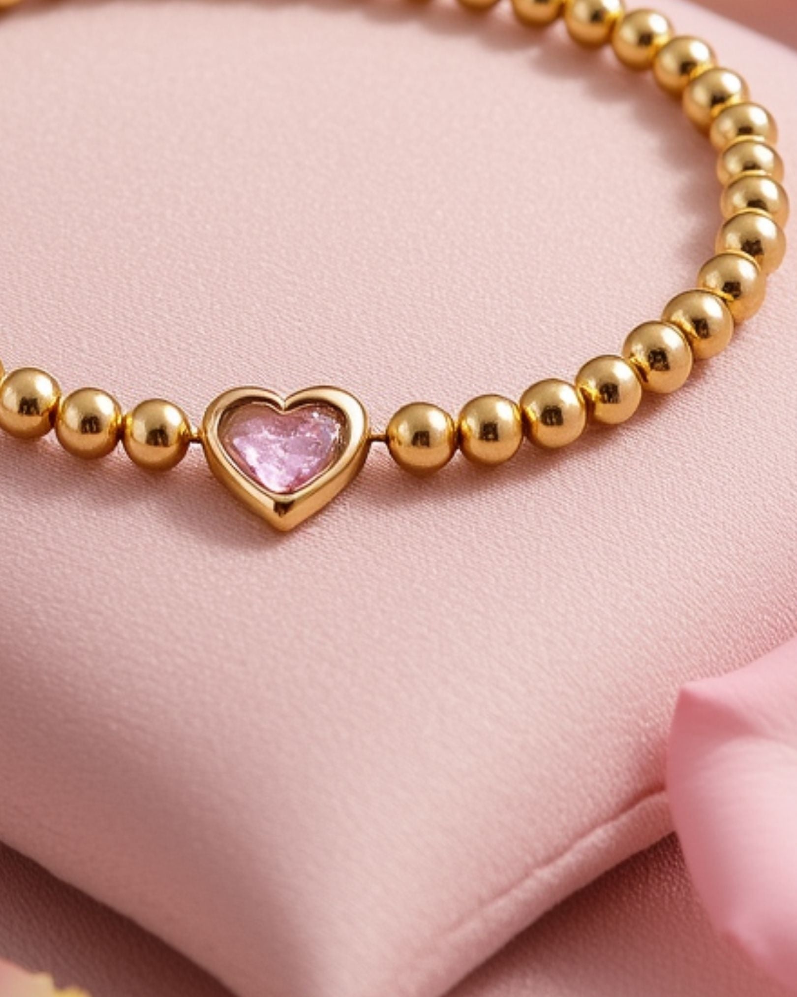 Gold Heart Beaded Bracelet