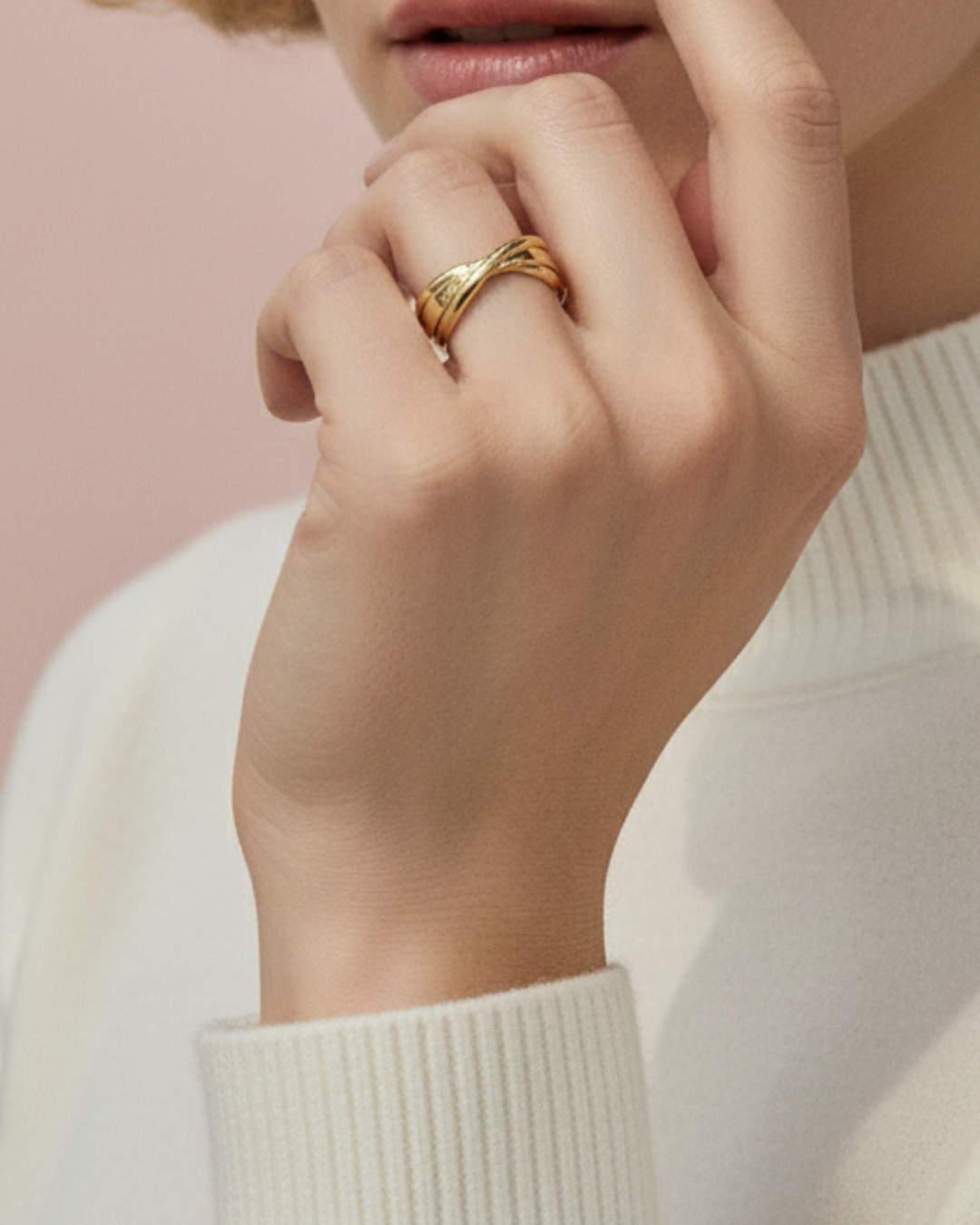 Monica Triple Twist Gold Ring