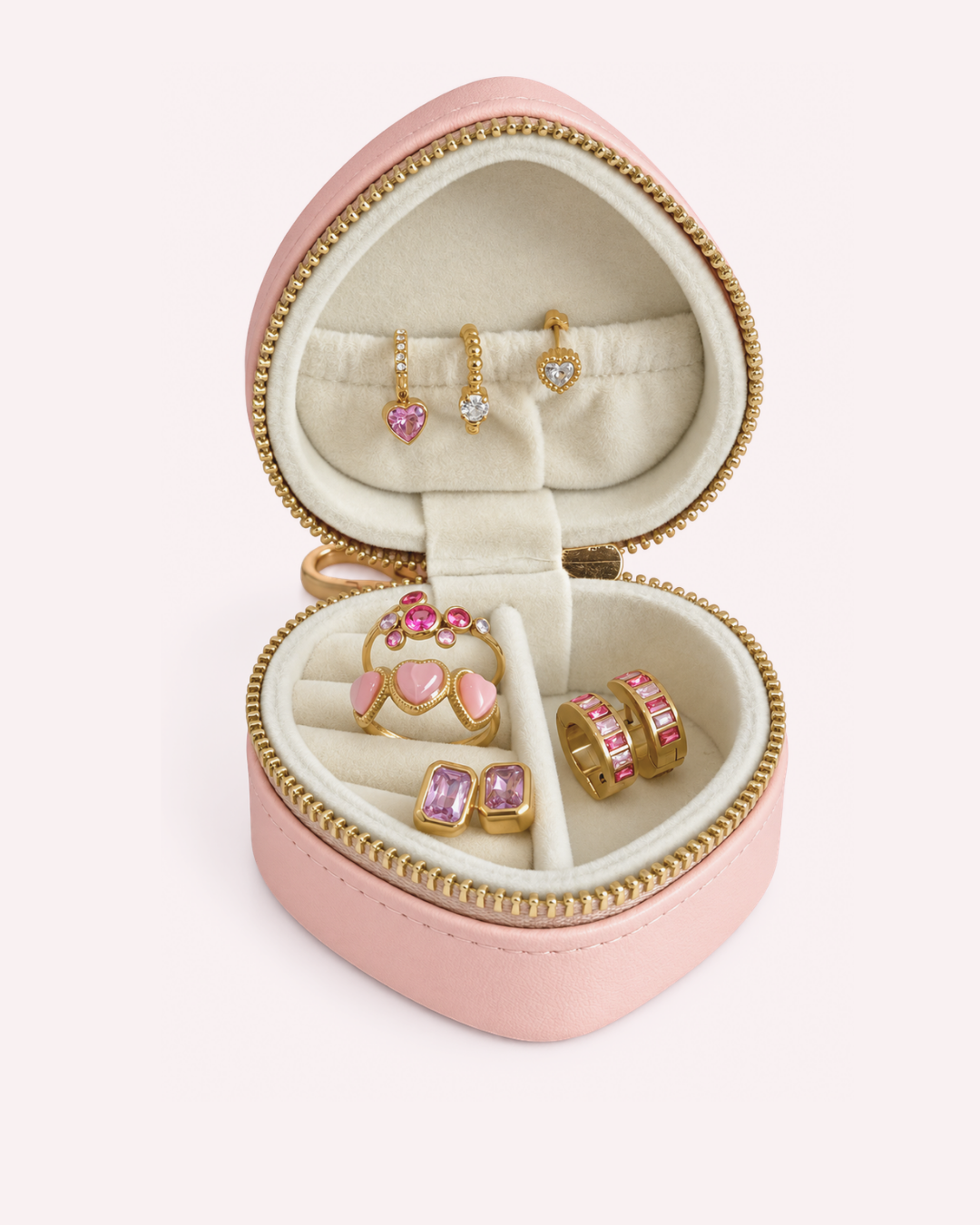 Pink Heart Jewellery Case