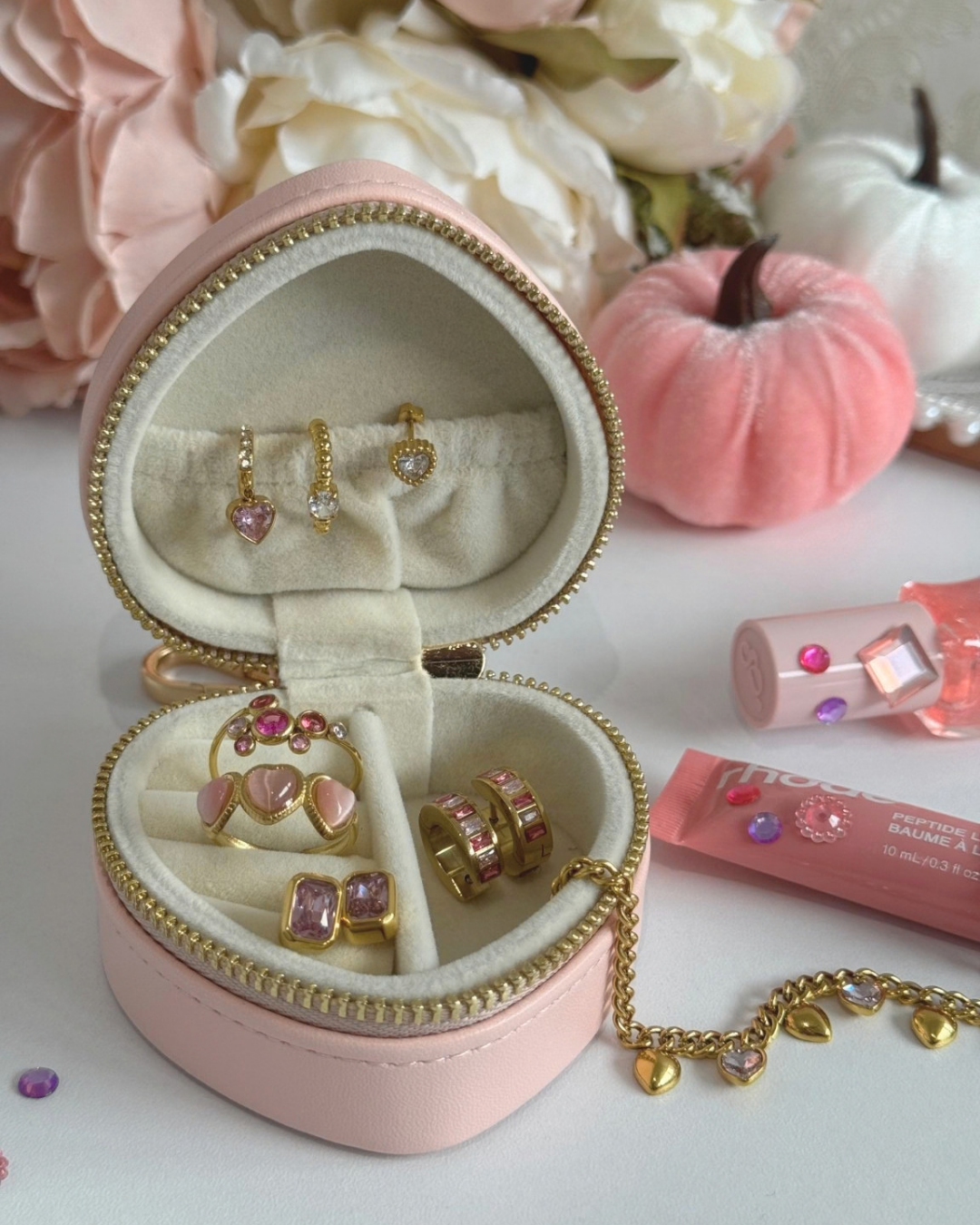 Pink Heart Jewellery Case