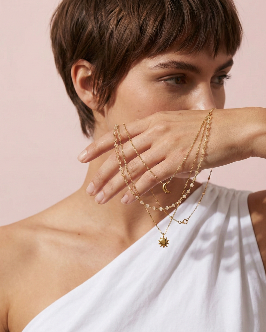 Selene Layered Crystal Chain Necklace