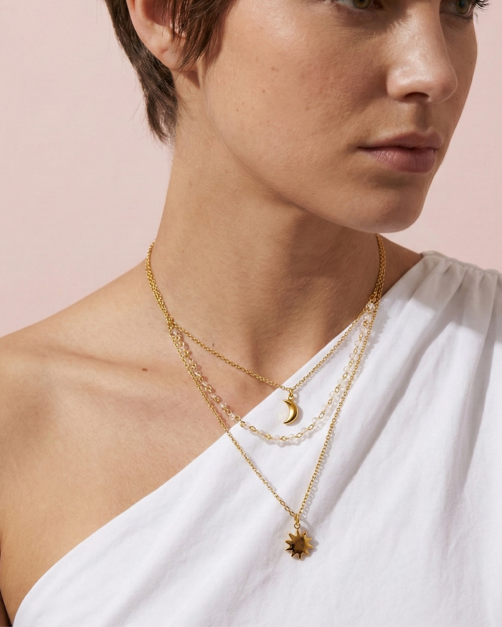 Selene Layered Crystal Chain Necklace