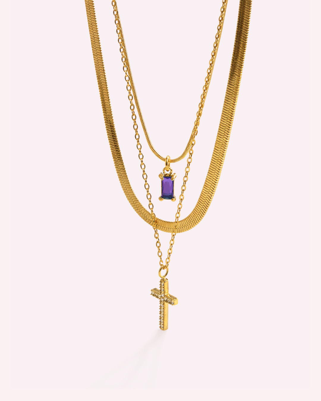 Lavender Layered Chain Necklace
