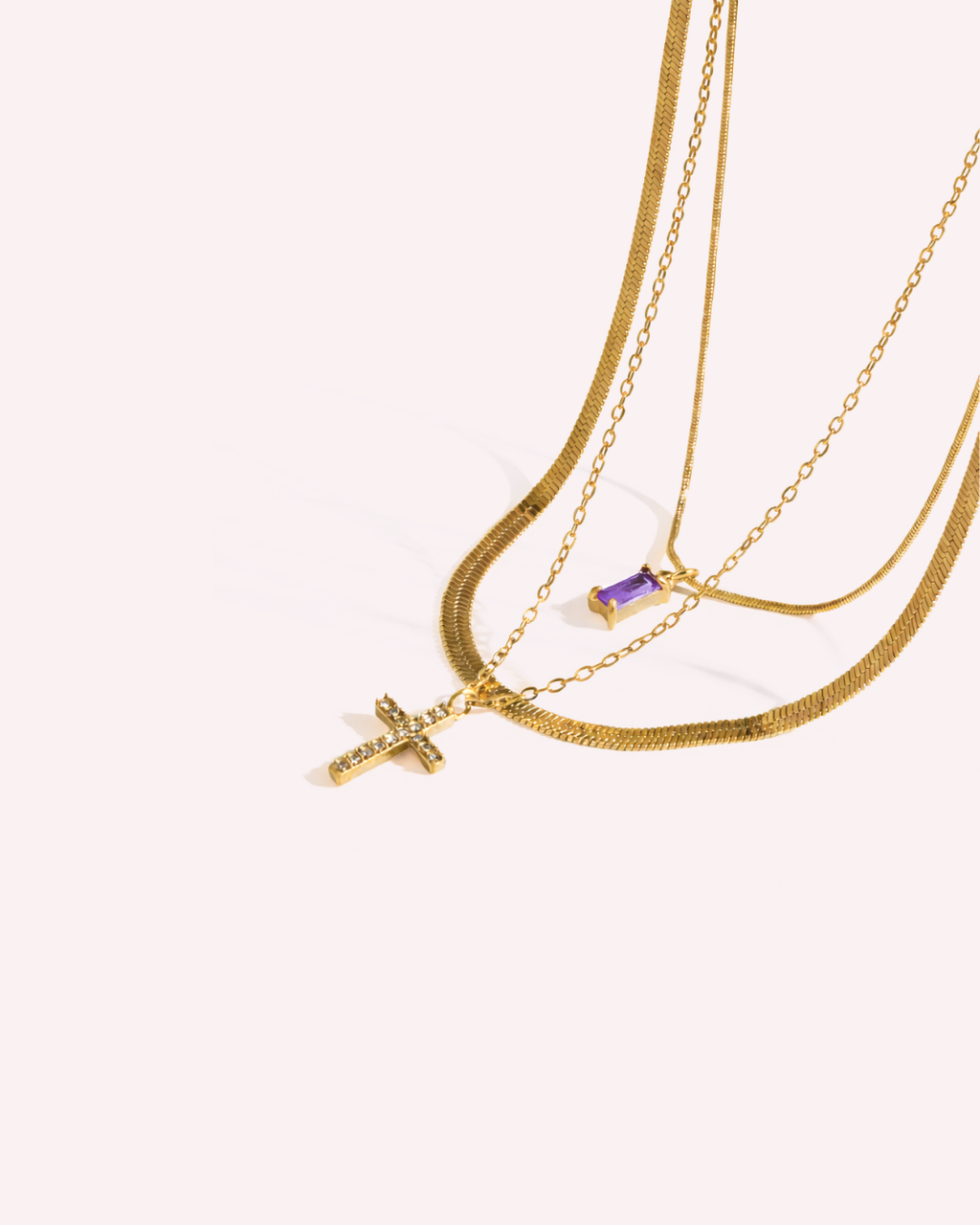 Lavender Layered Chain Necklace