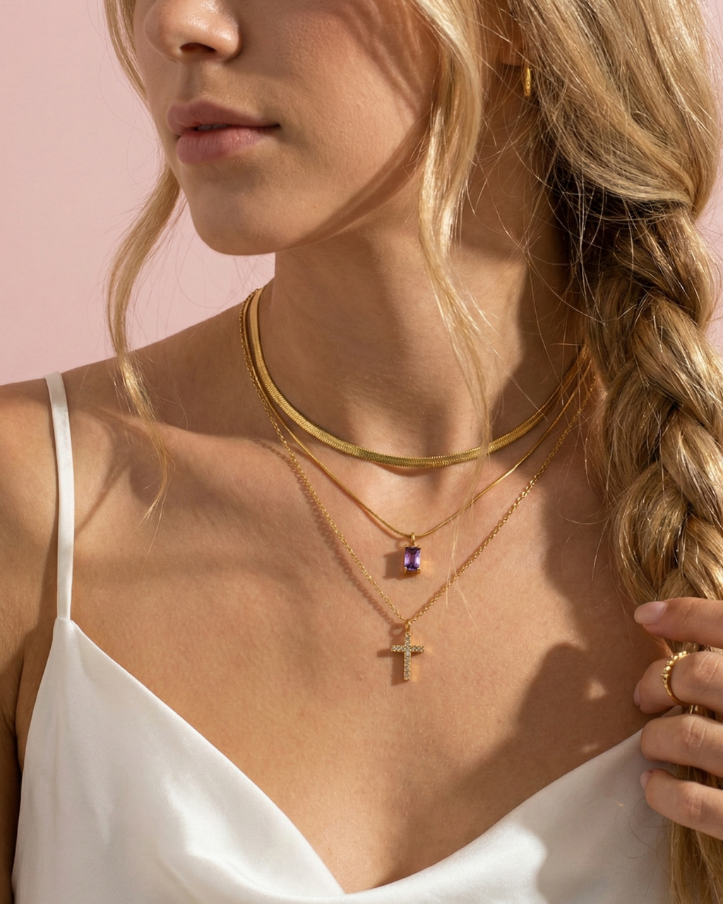 Lavender Layered Chain Necklace