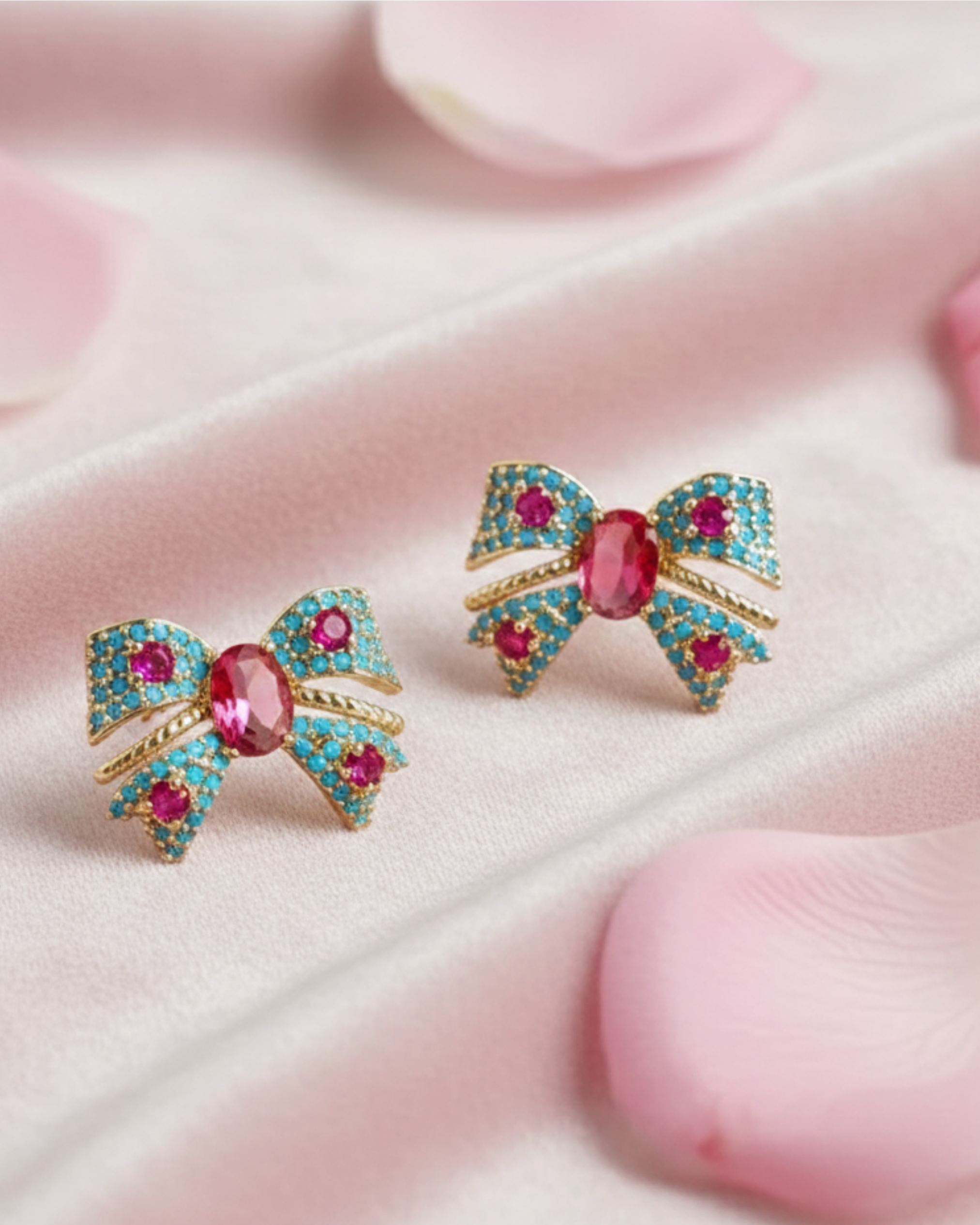 Enchanted Ribbon Bow Stud Earrings