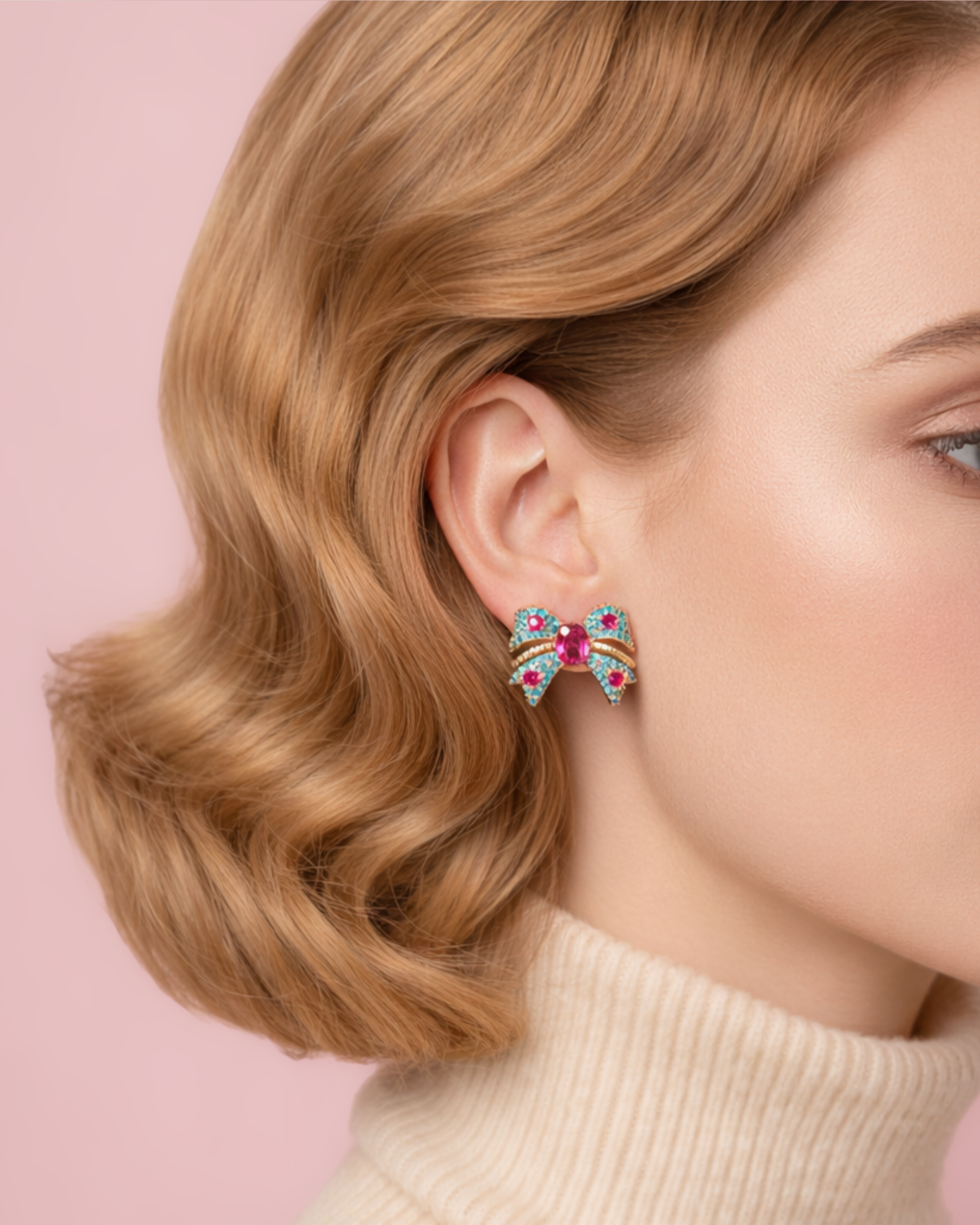 Enchanted Ribbon Bow Stud Earrings