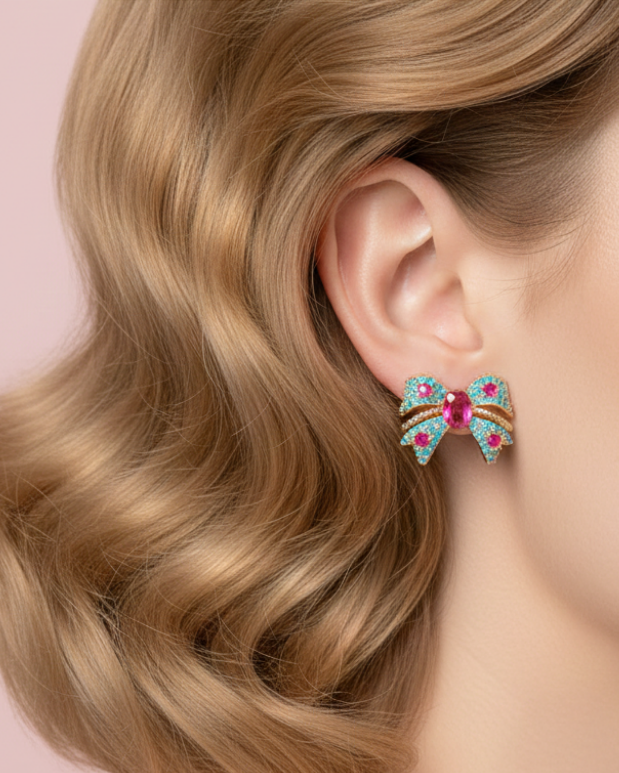 Enchanted Ribbon Bow Stud Earrings