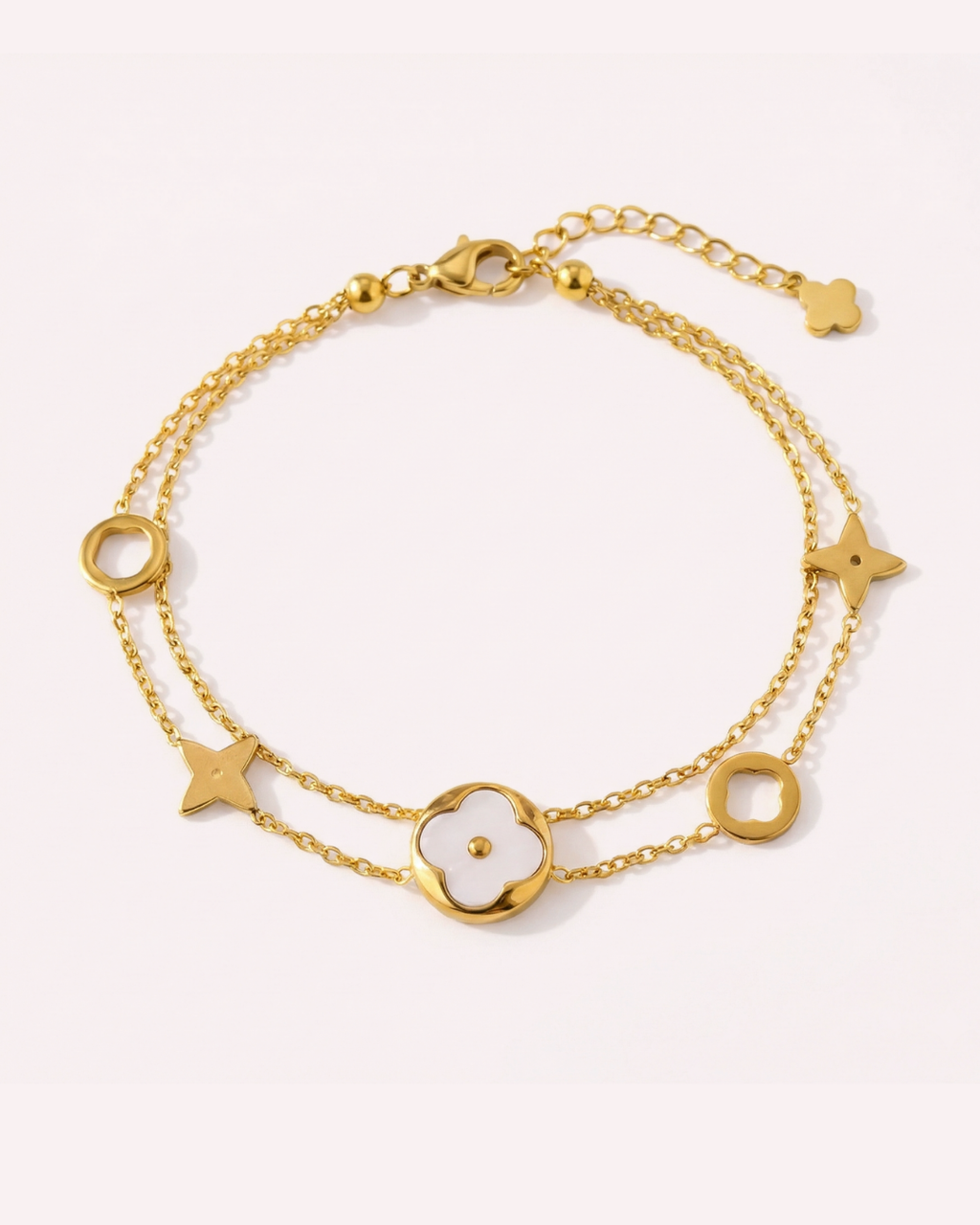 Hazel Layered Clover Gold Bracelet