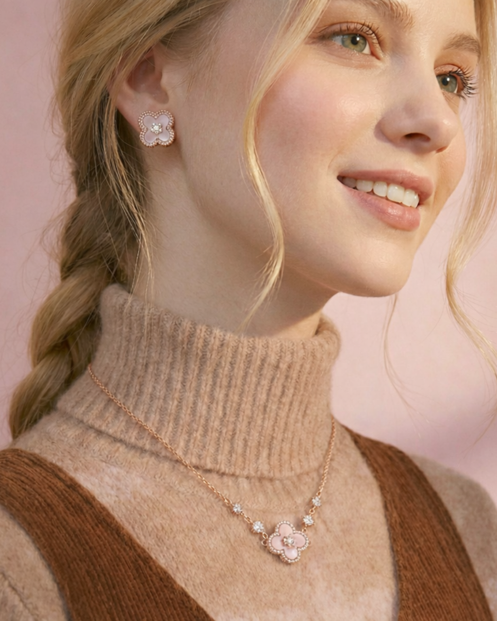 Alissa Pink Blossom Crystal Necklace