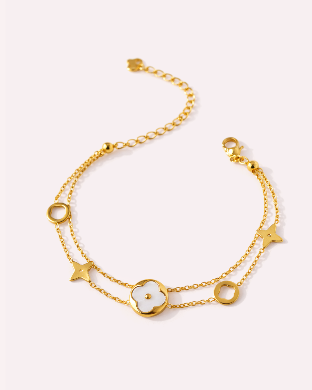 Hazel Layered Clover Gold Bracelet
