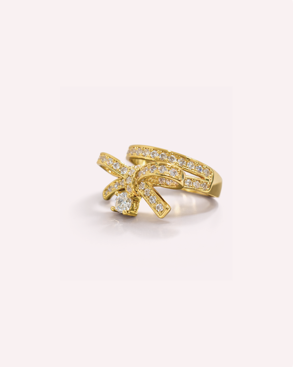 Bow Sparkle Open Band Ring