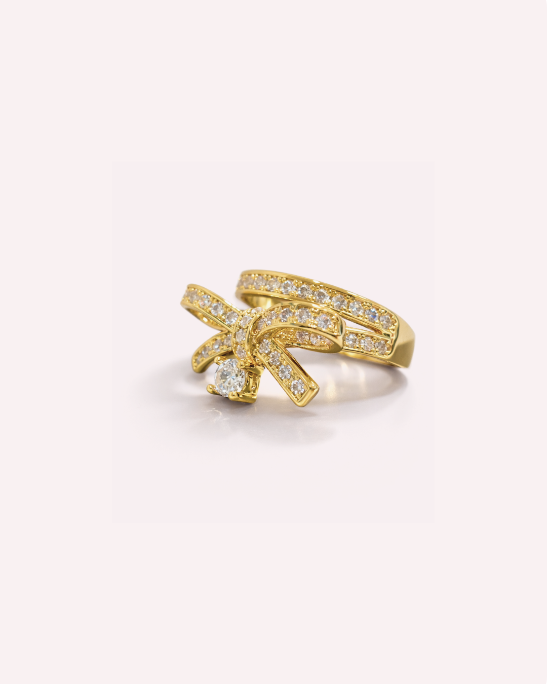 Bow Sparkle Open Band Ring
