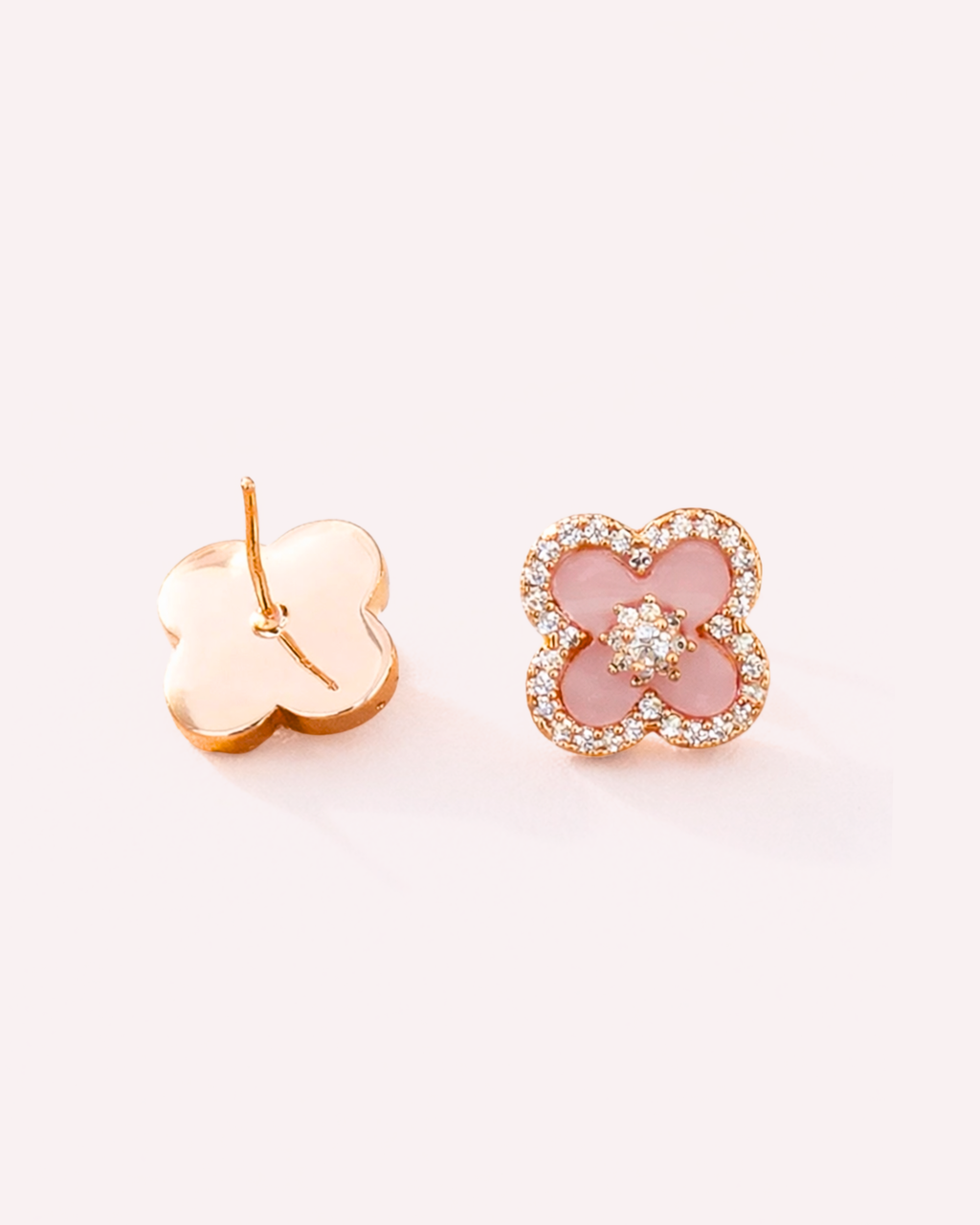 Alissa Pink Blossom Crystal Stud Earrings