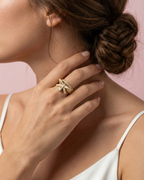 Bow Sparkle Open Band Ring