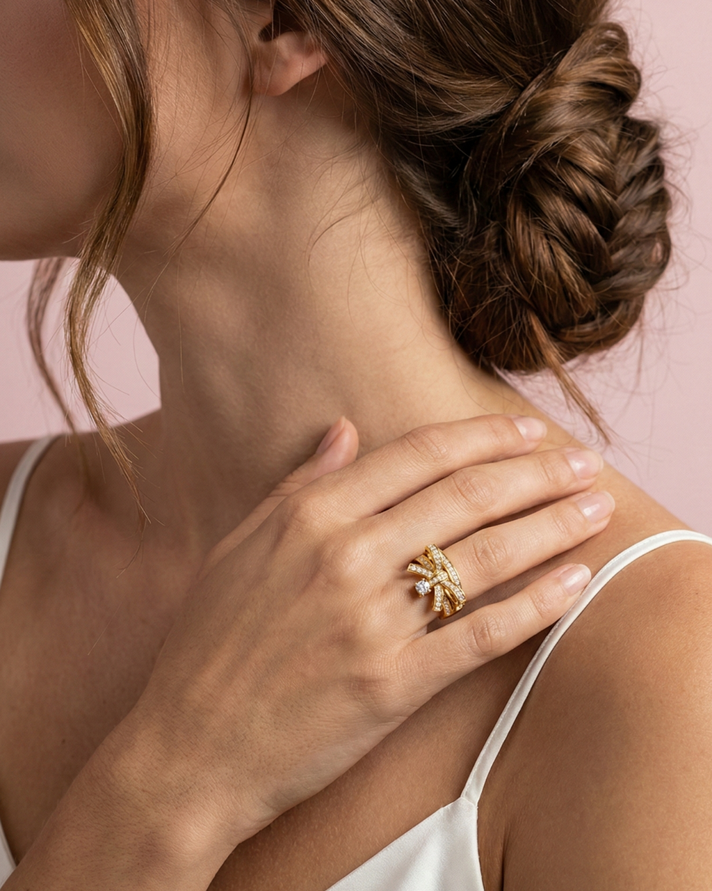 Bow Sparkle Open Band Ring