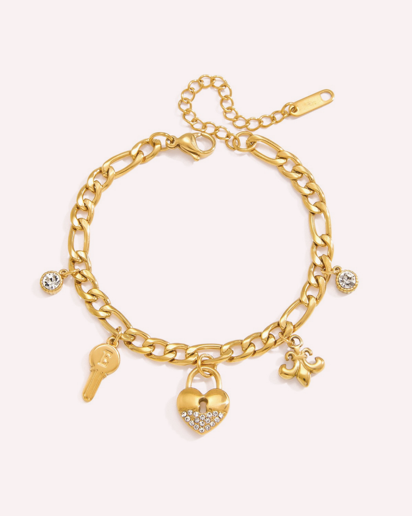 Florence Lock & Key Charm Gold Bracelet