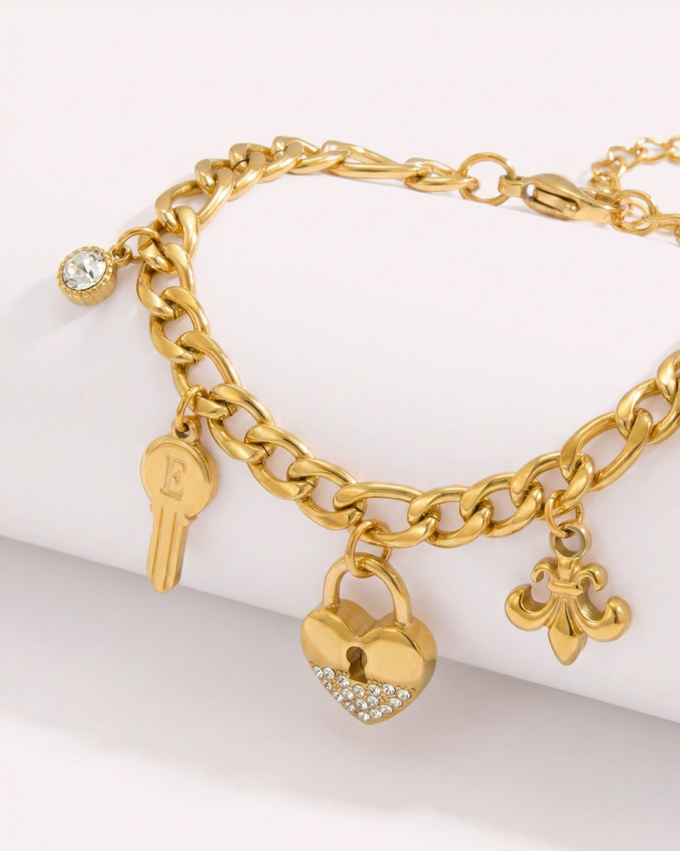 Florence Lock & Key Charm Gold Bracelet