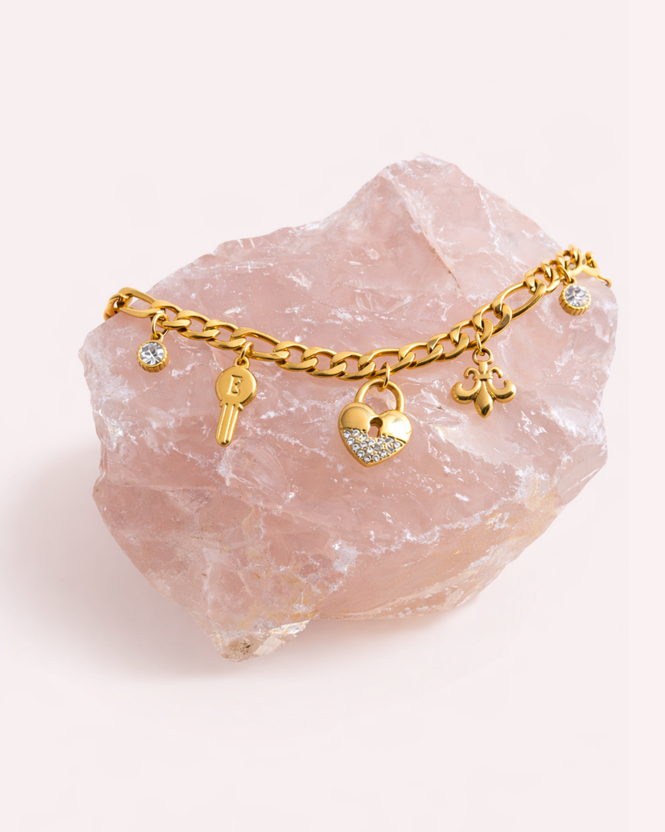 Florence Lock & Key Charm Gold Bracelet
