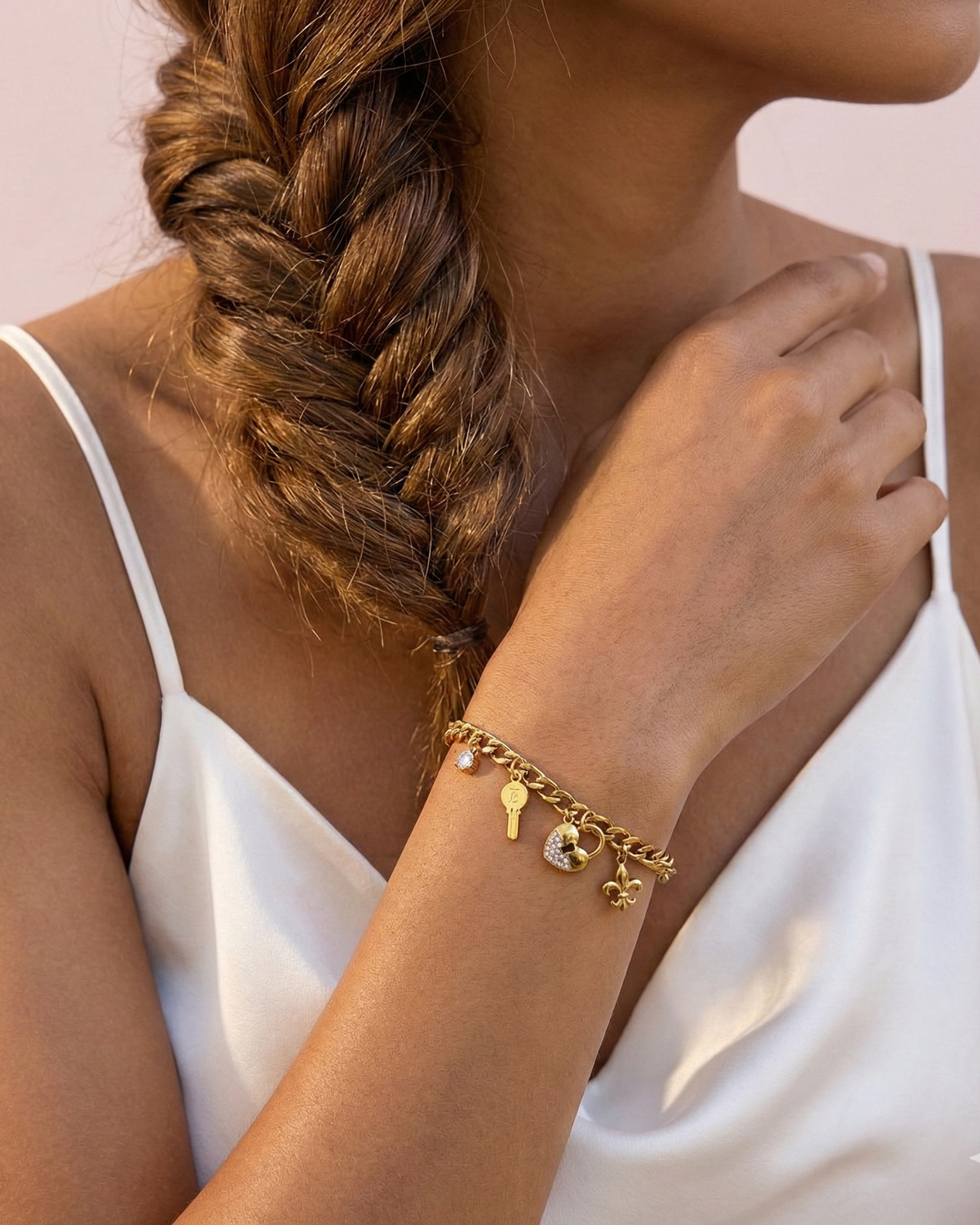 Florence Lock & Key Charm Gold Bracelet