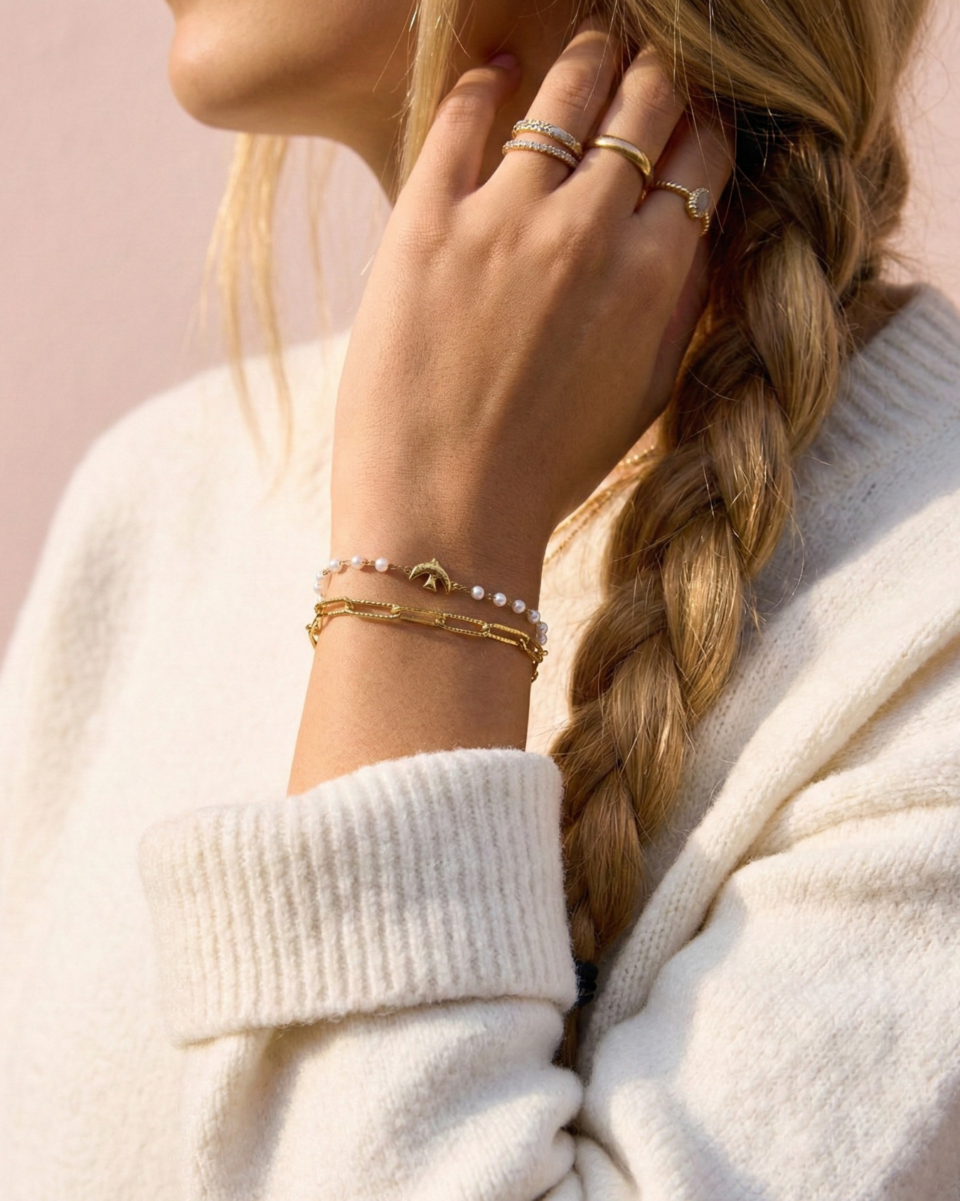 Teresa Layered Pearl Chain Bracelet