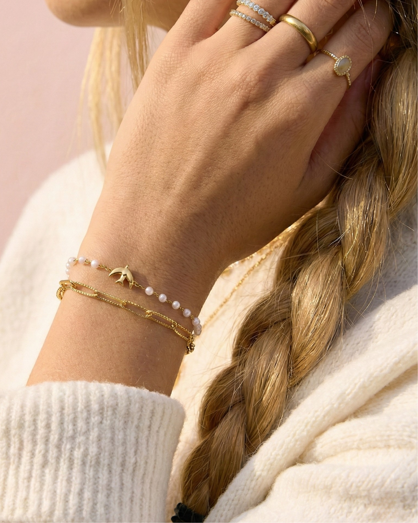 Teresa Layered Pearl Chain Bracelet
