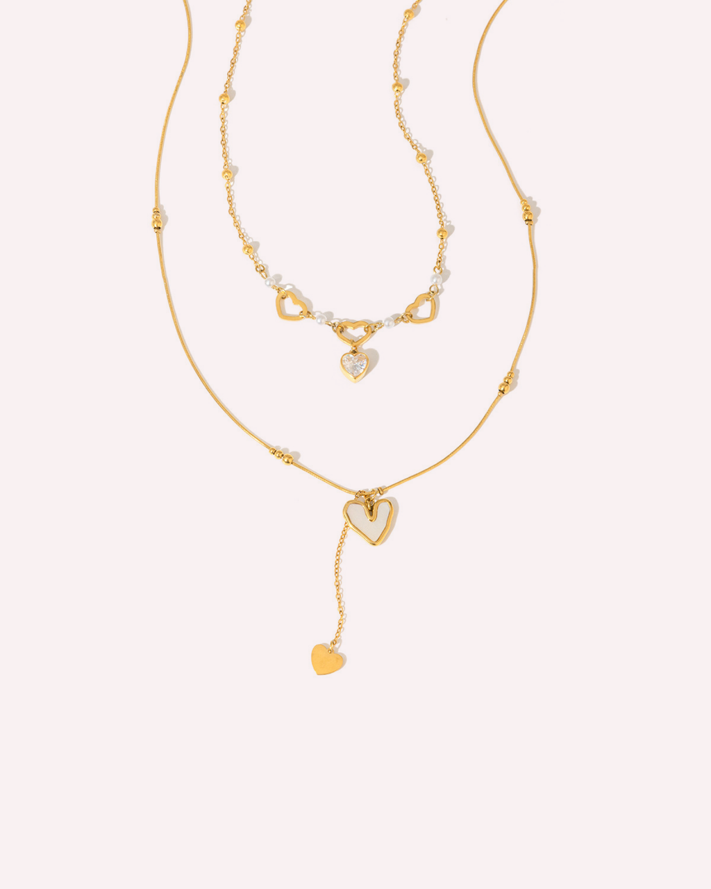 Double Heart Layered Necklace
