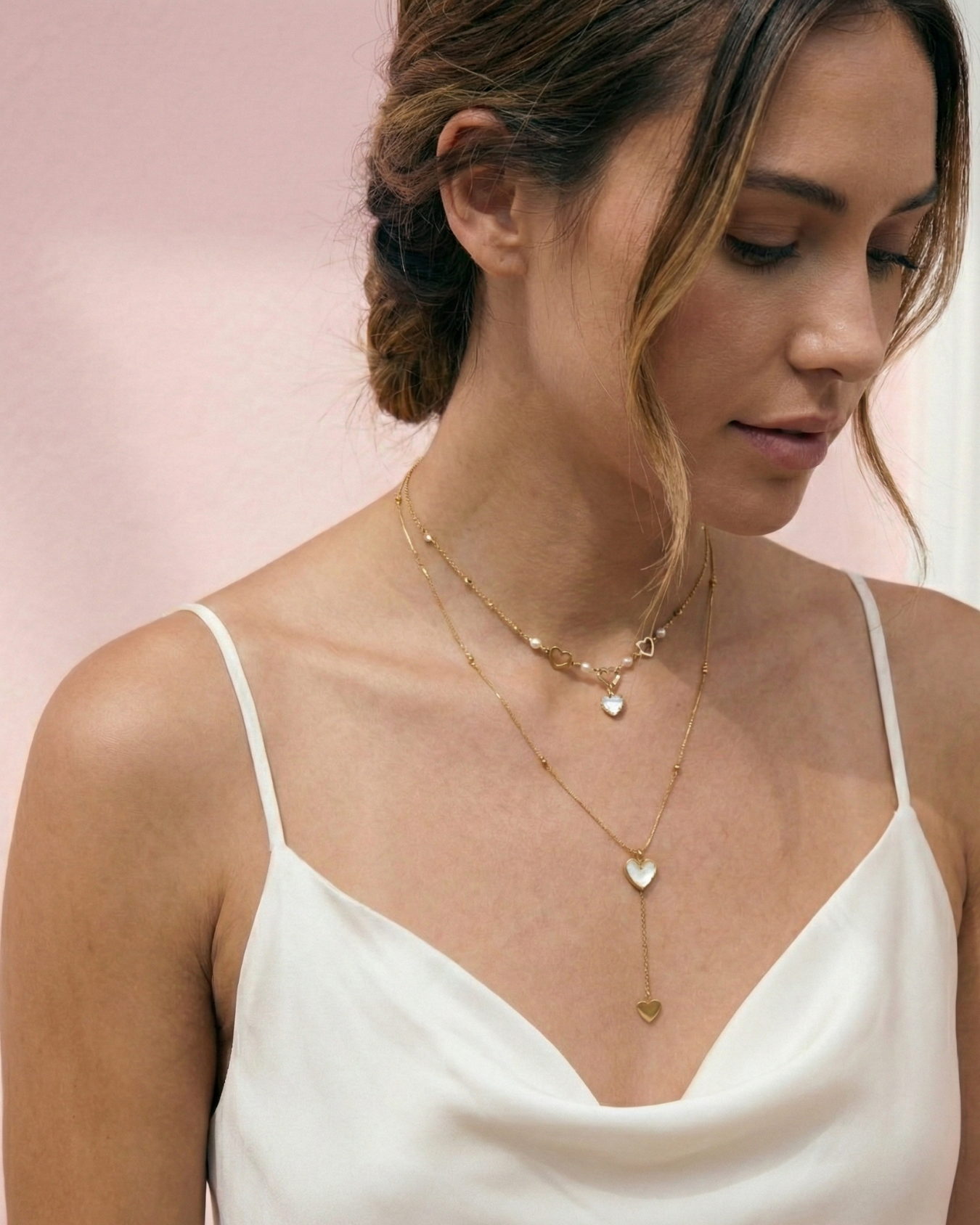 Double Heart Layered Necklace