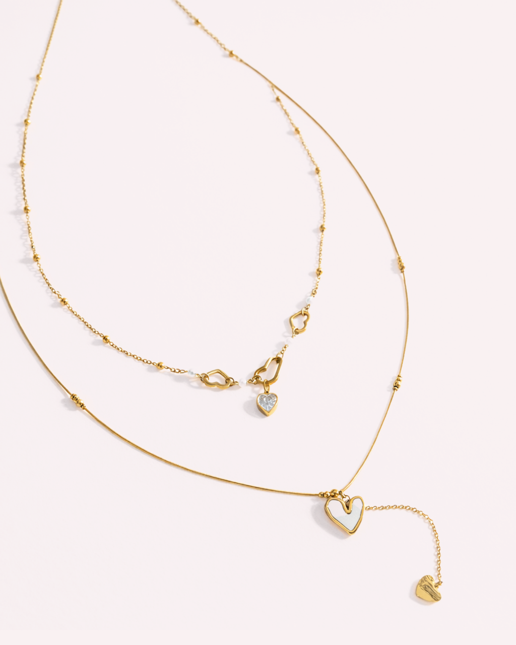 Double Heart Layered Necklace