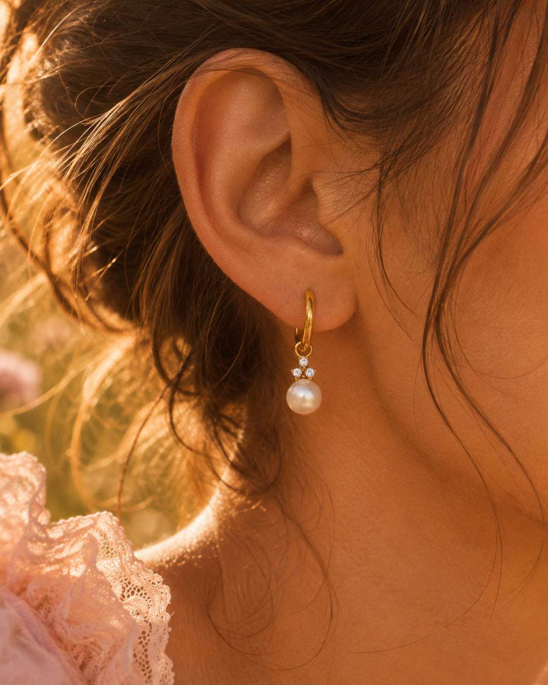 Seren Pearl & CZ Drop Necklace