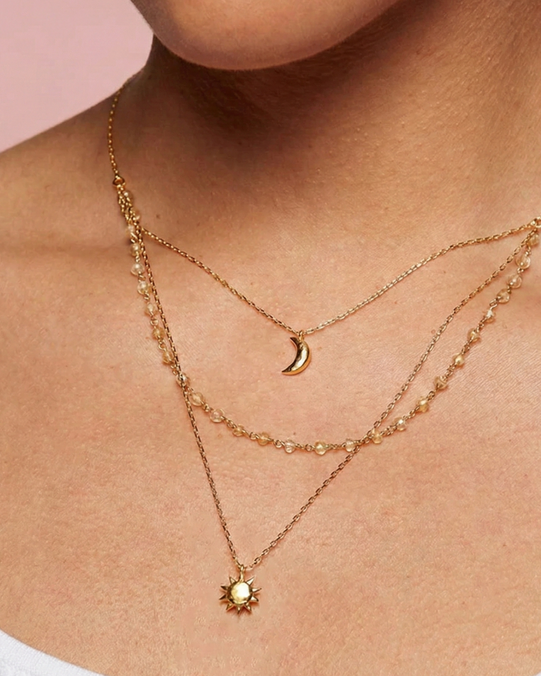 Selene Layered Crystal Chain Necklace