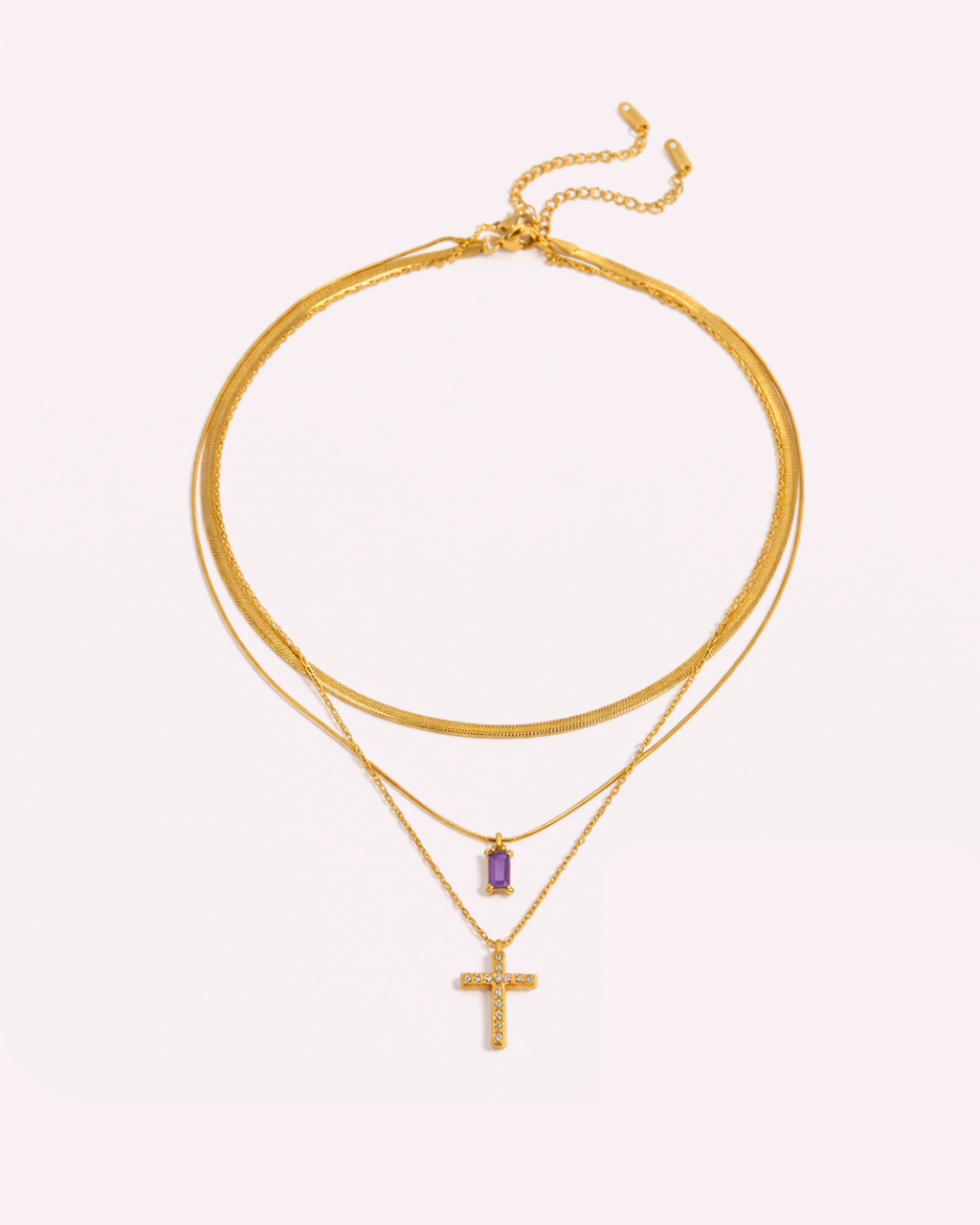 Lavender Layered Chain Necklace