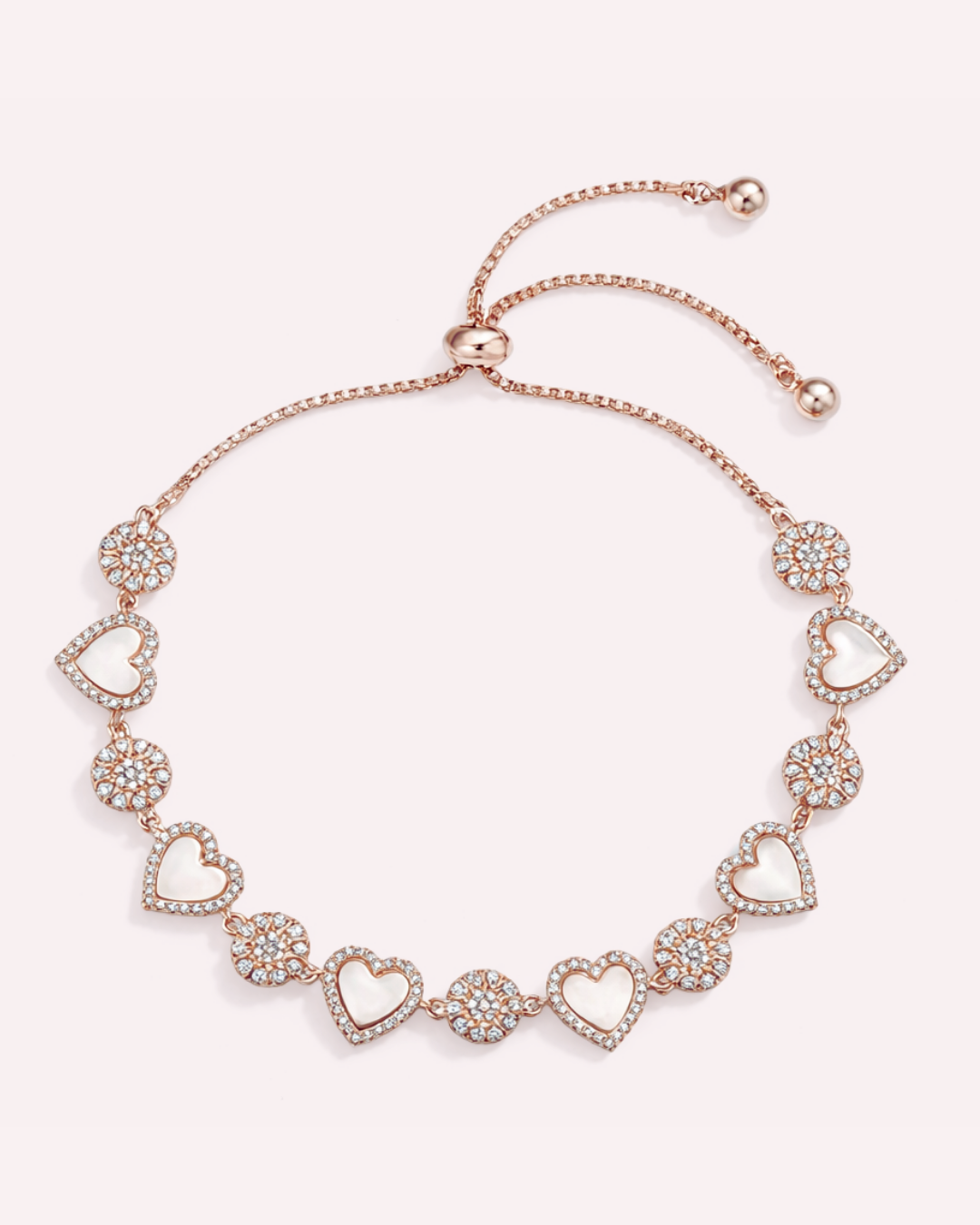 Rose Gold Pearl Heart Bracelet